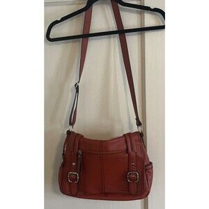 Relic Burnt Orange Faux Leather Double Buckle Adjustable Crossbody Bag Purse